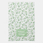 Persoonlijke bladeren in Sage Green Theedoek (Verticaal)