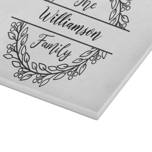 Persoonlijke bladeren met naam van de grote famili snijplank (Hoek)