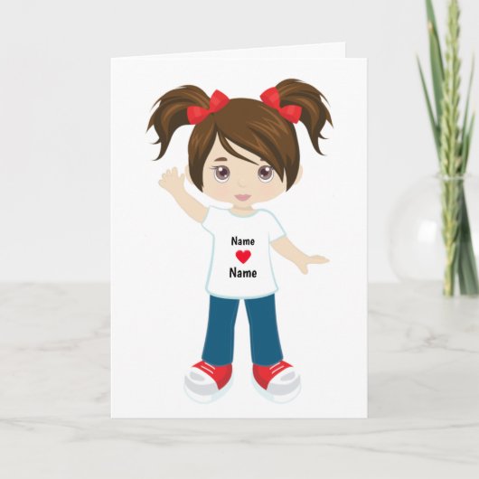 Persoonlijke blanco kaart brunette meisje (Voorkant)