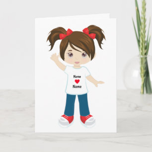 Persoonlijke blanco kaart brunette meisje