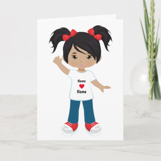 Persoonlijke blanco kaart multicultureel meisje (Voorkant)