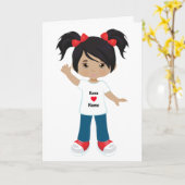 Persoonlijke blanco kaart multicultureel meisje (Gele Bloem)