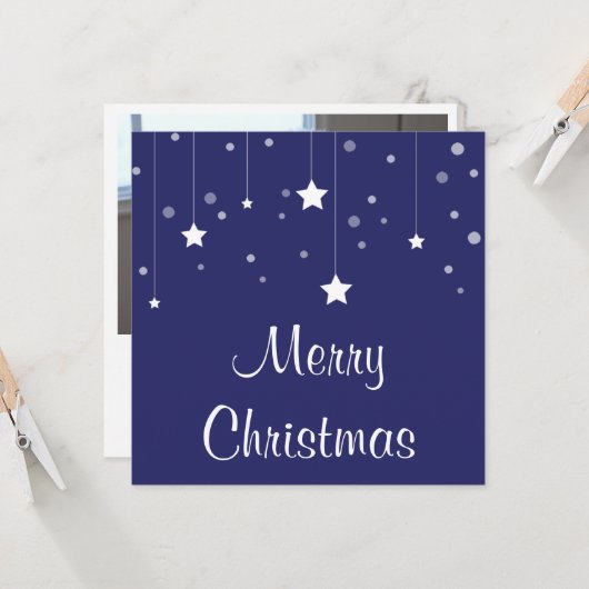 Persoonlijke blauw en witte Kaart voor kerstmis me (Voorkant / Achterkant in situ)