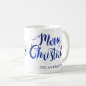 Persoonlijke blauw- en witte kerstMok Koffiemok (Voorkant rechts)