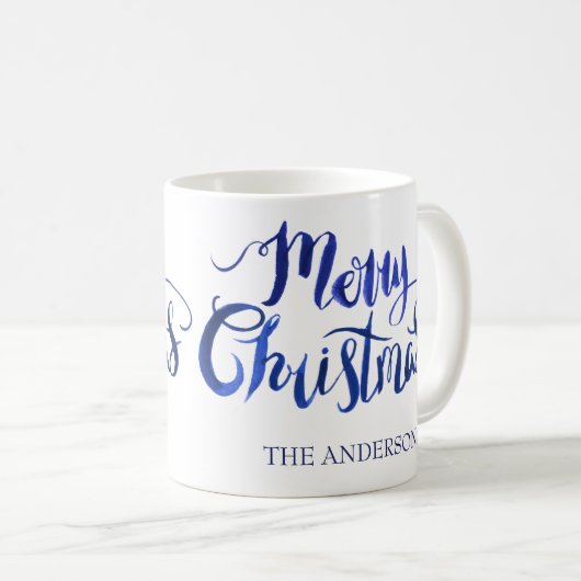 Persoonlijke blauw- en witte kerstMok Koffiemok (Voorkant rechts)