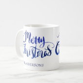 Persoonlijke blauw- en witte kerstMok Koffiemok (Voorkant links)