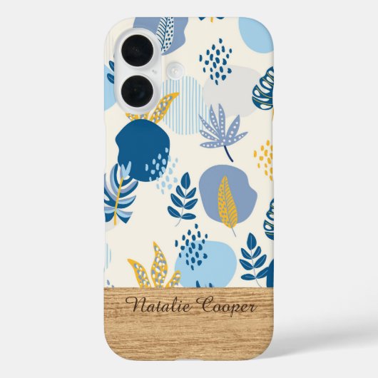 Persoonlijke Blauwe Abstracte Botanische iPhone Ho Case-Mate iPhone Case (Achterkant)