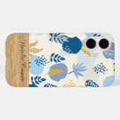 Persoonlijke Blauwe Abstracte Botanische iPhone Ho Case-Mate iPhone Case (Achterkant (horizontaal))