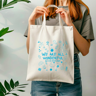 Persoonlijke Blauwe All Wonderful Doodle Coquette Tote Bag