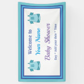 Persoonlijke Blauwe Baby Shower Spandoek (Verticaal)