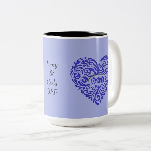Persoonlijke blauwe BFF-hartfunctie Mok (Voorkant rechts)