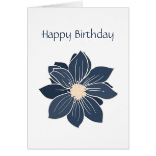 Persoonlijke blauwe bloem Dahlia Birthday Kaart