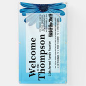 Persoonlijke blauwe bloem familiereünie banner (Verticaal)