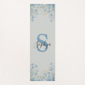 Persoonlijke Blauwe Bloem Monogram Yoga Mat (Voorkant)