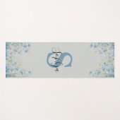 Persoonlijke Blauwe Bloem Monogram Yoga Mat (Voorkant (horizontaal))