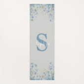 Persoonlijke Blauwe Bloem Monogram Yoga Mat (Voorkant)