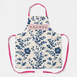 Persoonlijke Blauwe Bloem Rank Stijl Schort