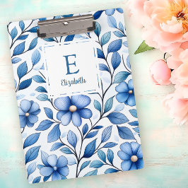 Persoonlijke blauwe bloemenclipboard klembord