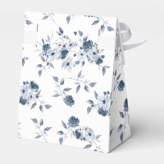 Persoonlijke blauwe bloemenen bruidsfeest cadeauve bedankdoosjes (Achterkant)