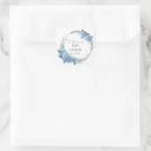Persoonlijke blauwe bloemenkrans baby shower vierkante sticker (Tas)