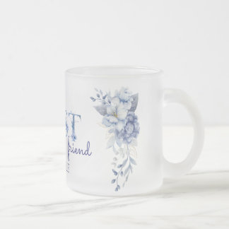 Persoonlijke blauwe bloemenmok, beste vriend aange matglas koffiemok