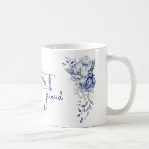 Persoonlijke blauwe bloemenmok, beste vriendin aan koffiemok