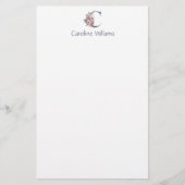 Persoonlijke Blauwe Bloemige Monogram C Briefpapier (Voorkant)