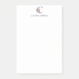 Persoonlijke Blauwe Bloemige Monogram C Post-it® Notes