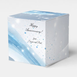 Persoonlijke blauwe cadeauverpakking voor jubileum bedankdoosjes