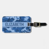 Persoonlijke Blauwe Camo Bagagelabel (Voorkant horizontaal)