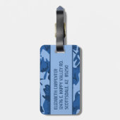Persoonlijke Blauwe Camo Bagagelabel (Achterkant verticaal)