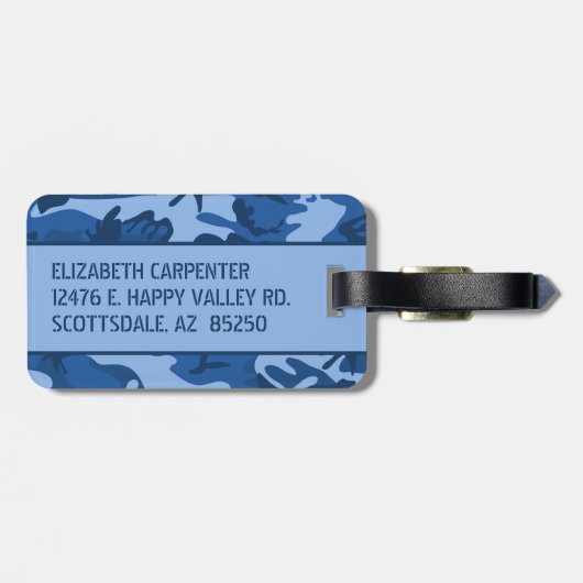 Persoonlijke Blauwe Camo Bagagelabel (Achterkant horizontaal)