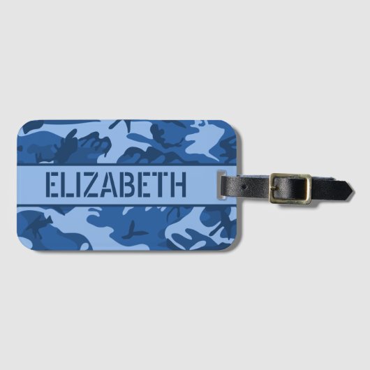 Persoonlijke Blauwe Camo Bagagelabel (Voorkant (horizontaal))