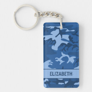 Persoonlijke Blauwe Camo Sleutelhanger