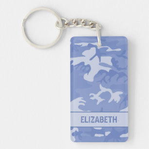 Persoonlijke Blauwe Camo Sleutelhanger