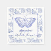 Persoonlijke blauwe chinoiserie bloemenshowers voo servet (Voorkant)