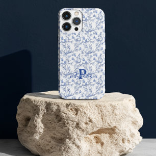 Persoonlijke Blauwe Chinoiserie Konijn iPhone 15 Pro Case