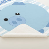 Persoonlijke Blauwe Chubby Pig Sherpa Blanket Deken (3/4)