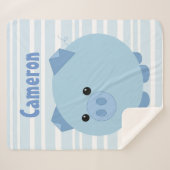 Persoonlijke Blauwe Chubby Pig Sherpa Blanket Sherpa Deken (Voorkant (horizontaal))