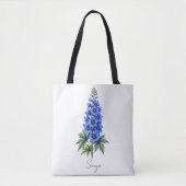 Persoonlijke blauwe delfinium bloem tas | Wat (Voorkant)