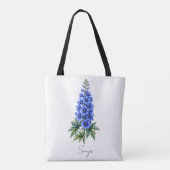 Persoonlijke blauwe delfinium bloem tas | Wat (Achterkant)