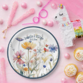 Persoonlijke Blauwe Denim Herfst Wilde Bloemen Bru Papieren Bordje (Feest)