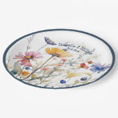 Persoonlijke Blauwe Denim Herfst Wilde Bloemen Bru Papieren Bordje (Gekanteld)