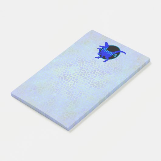 Persoonlijke Blauwe Dinosaur Post-it® Notes (Schuin)