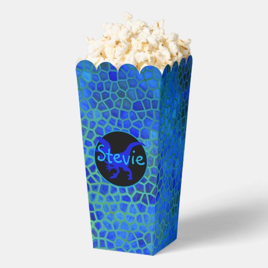 Persoonlijke blauwe dinosaur verbergen bedankdoosjes (Popped)