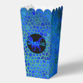 Persoonlijke blauwe dinosaur verbergen bedankdoosjes (Voorkant)