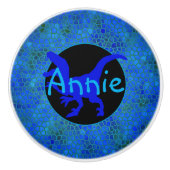 Persoonlijke blauwe dinosaur verbergen keramische knop (Voorkant)