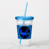 Persoonlijke Blauwe Dinosaurus Huid Acryl Drinkbeker (Achterkant)