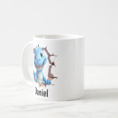 Persoonlijke Blauwe Dinosaurus Mok | Cadeau voor K (Voorkant links)