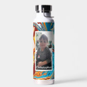 Persoonlijke blauwe en bruine digitale marmer waterfles (Links)